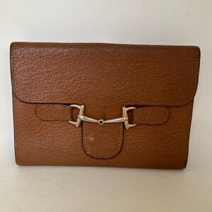 Authentic Gucci Horsebit Vintage Leather Trifold Wallet